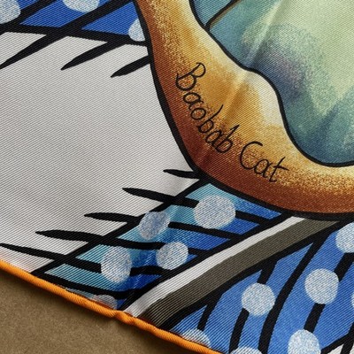 New Hermes scarf silk Carre 90 cm Baobab Cat 35