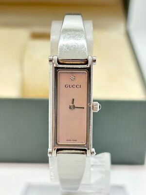 Exc+5 w/Box ] Gucci 1500L Pink Shell Dial 1P Diamond Woman's Watch