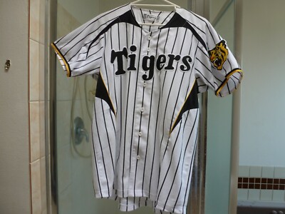 MIZUNO Japan NPB HANSHIN TIGERS Baseball Jersey WHITE/BLK/Yellow