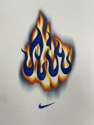 Vintage Nike Air Bakin Flame Banned Shirt 90s White Tag Tee L/XL