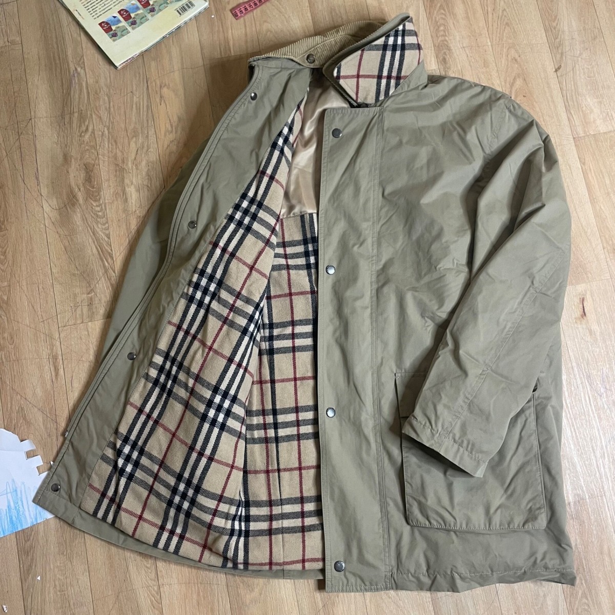 burberry london winter jacket nova check CORDUROY collar mens