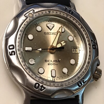 Seiko Watch Scuba 5H25-6000 Vtg Stainless Steel Diver 200m Date