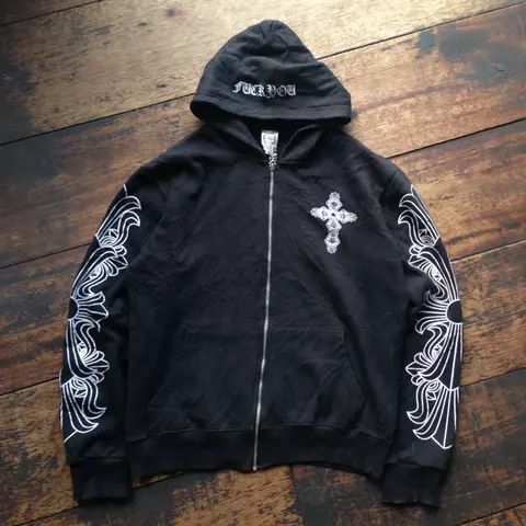 vintage chrome hearts floral cross zip