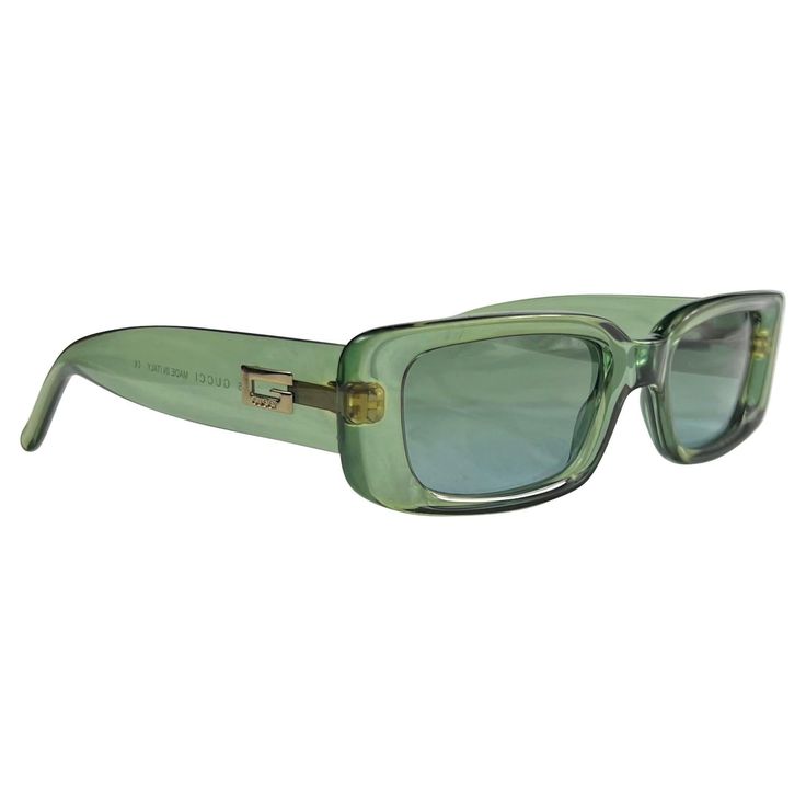 1990s Gucci By Tom Ford Square 'g' Green Clear Sunglasses Logo