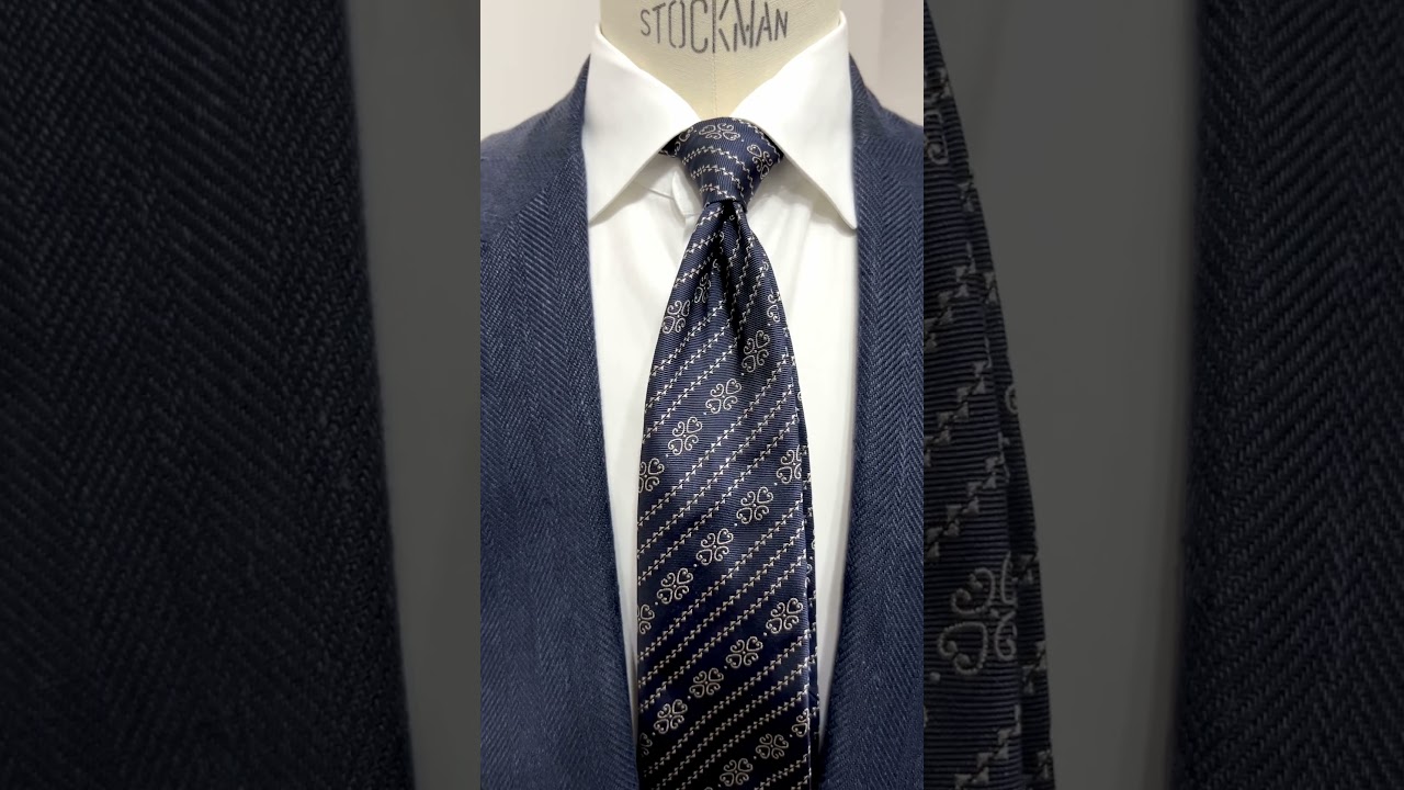 Atto Vannucci ネクタイ | ヴィンテージ柄 ネイビー - Del Fiore