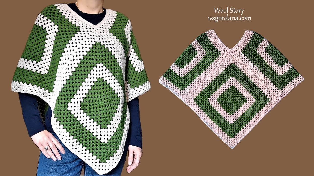 Easy Crochet Granny Square Poncho - Only 4 Squares - Heklani Pončo