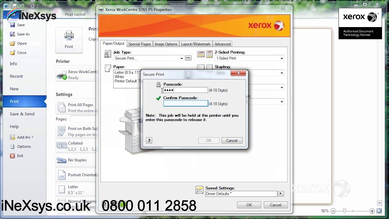 Using Secure Print - Xerox WorkCentre 78 Series C8030 C8035 C8045