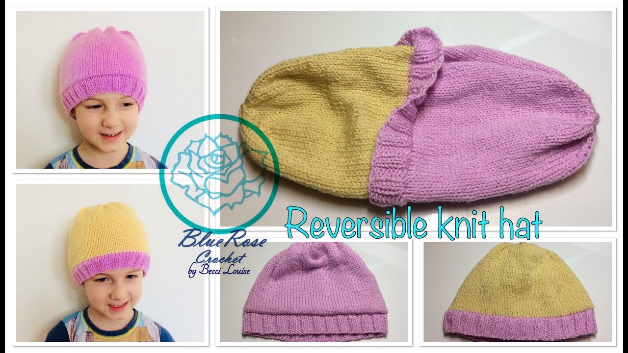 Reversible knit hat - YouTube