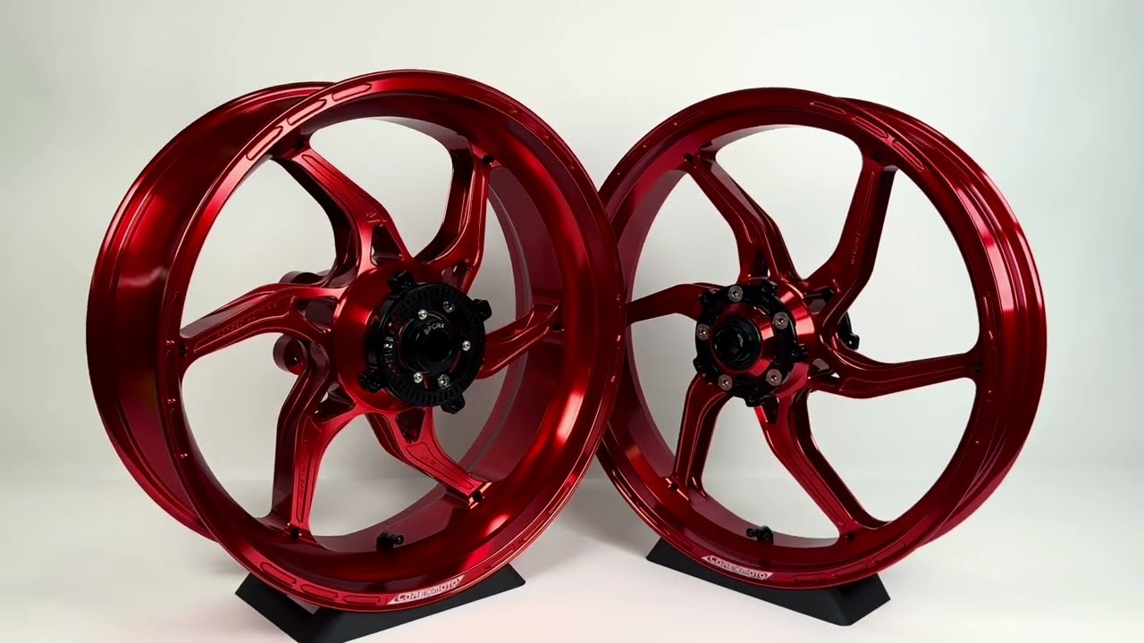 Gloss Red Core Moto Apex-6 Lightest forged motorcycle wheels for