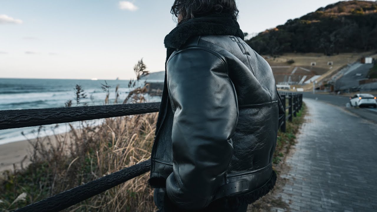 Vanson B-3 Flying Fortress Crew Jacket Black Mouton