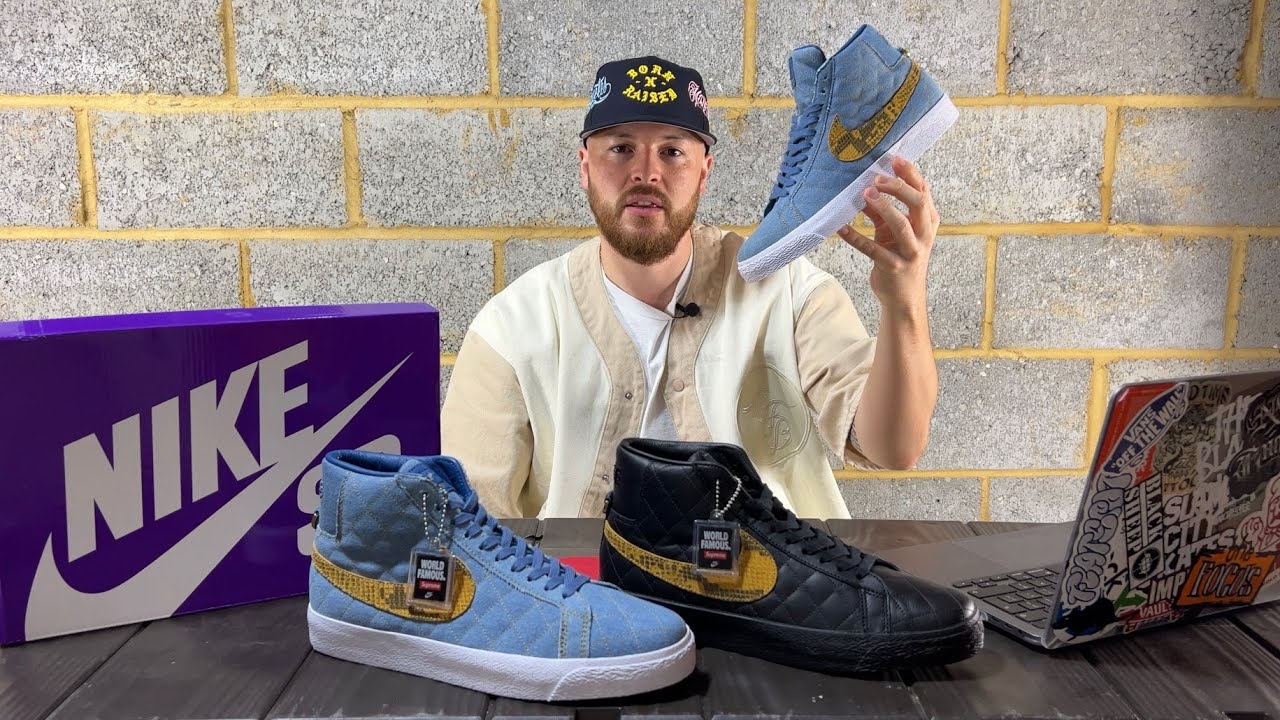 Zero hype!? Supreme Nike SB blazer mid - Denim - Black + lace