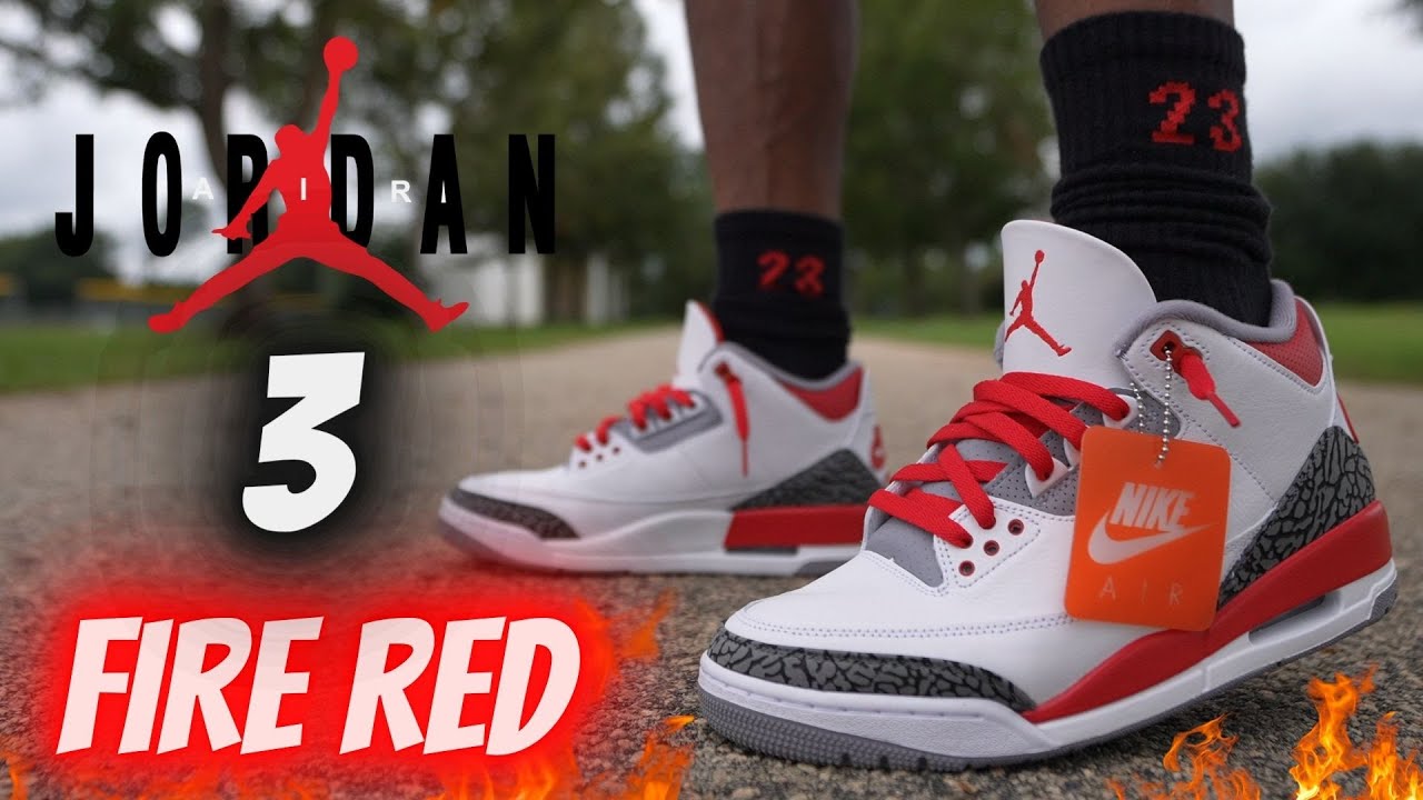 JORDAN 3 FIRE RED DETAILED REVIEW & ON FEET W LACE SWAPS!! - YouTube
