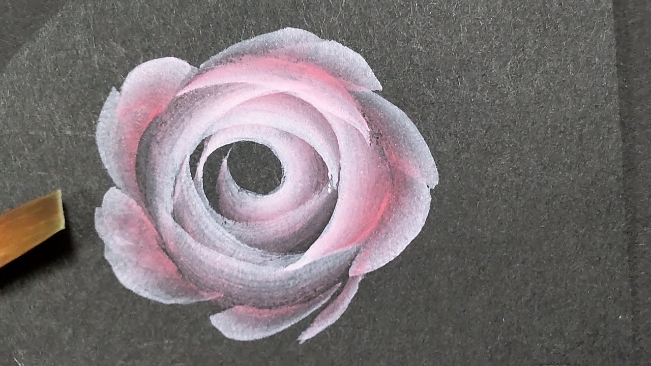 トールペイントのリボンローズ (花の絵) - YouTube