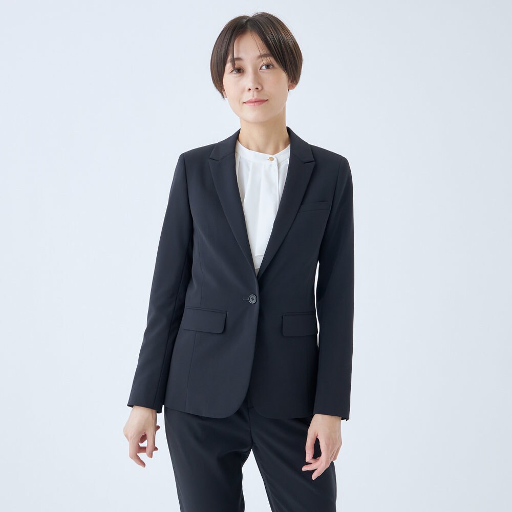 オールシーズン/セレモニーにも】洗えるストレッチジャケット ネイビー
