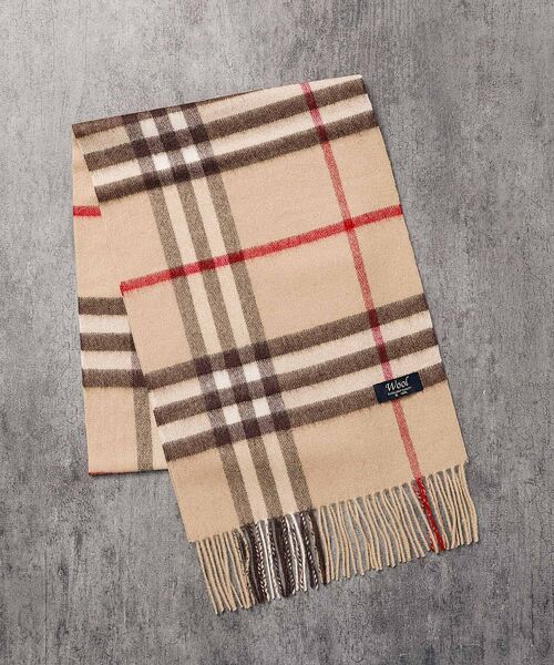 ウール100％ チェック柄マフラー （マフラー・ショール・スヌード