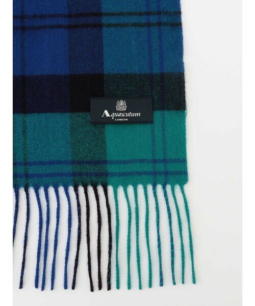 セール】 カシミヤチェックマフラー BLUE （マフラー・ショール