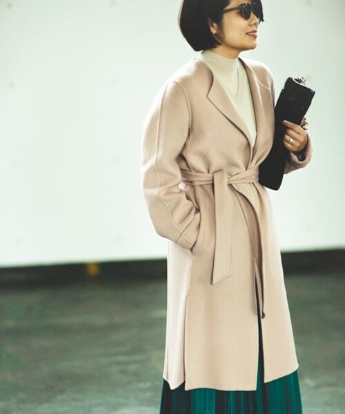 セール】 【mi-mollet掲載】Wool Rever ノーカラーコート （その他