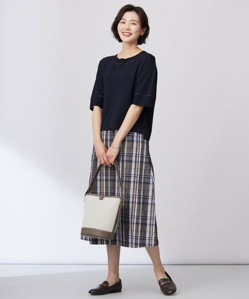 セール】 【洗える】ECO DOBBY チェック スカート （ミニ・ひざ丈