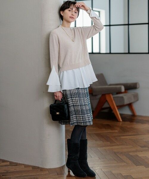 セール】 【Oggi掲載】ファンシーツイード スカート （ミニ・ひざ丈