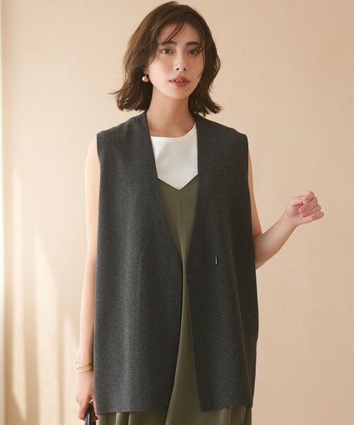 セール】 【洗える/吊り干しOK】ヴィスコースストレッチ ニットベスト