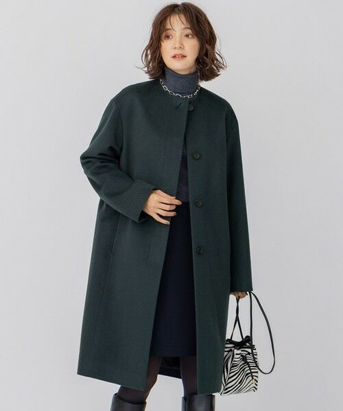 セール】 ウールカシミヤビーバー ノーカラー コート （その他アウター