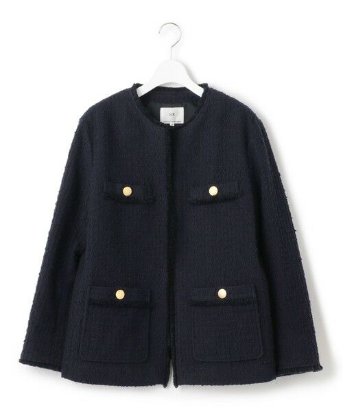 セール】 スラブファンシーツイード ジャケット （ノーカラー