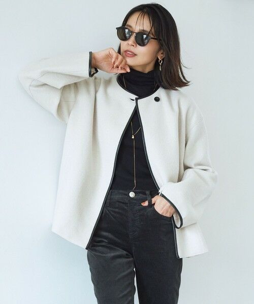 セール】 コンプレストパイル ノーカラー アウター （テーラード