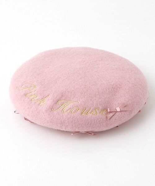 PINK HOUSE×misako&erinko】ロゴ&リボン付きベレー帽 （ハンチング