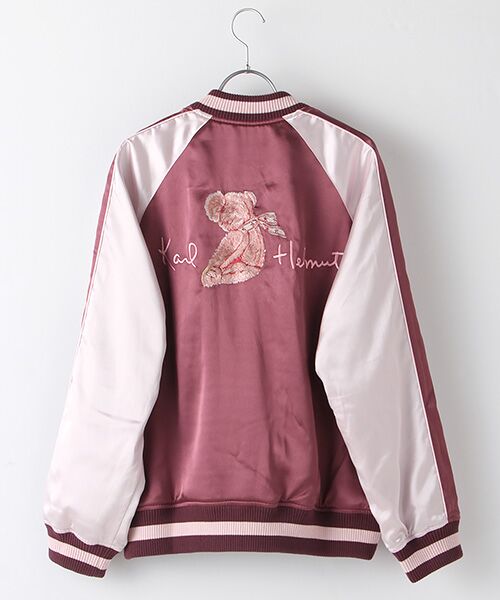 桜テディ刺繍入りスカジャン （ブルゾン）｜PINK HOUSE / ピンクハウス