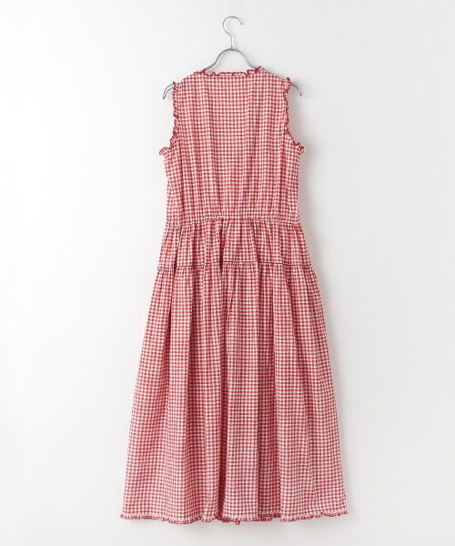 セール】 ギンガムチェックノースリーブワンピース （ロング・マキシ丈