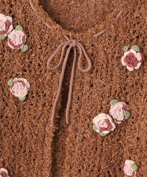 セール】 ローズモチーフ付きカーディガン （カーディガン・ボレロ
