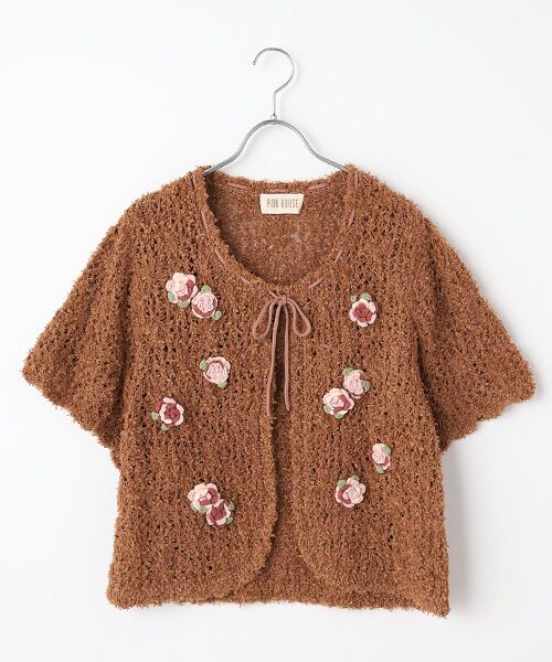 セール】 ローズモチーフ付きカーディガン （カーディガン・ボレロ
