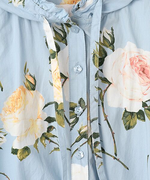 セール】 ホワイトローズプリントフードブラウス （シャツ・ブラウス