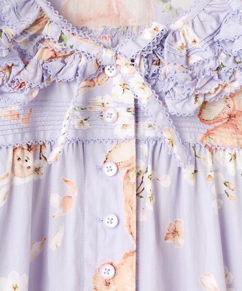 セール】 桜Teddyプリントワンピース （ロング・マキシ丈ワンピース