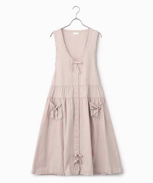 ダンガリージャンパースカート （ロング・マキシ丈ワンピース）｜PINK