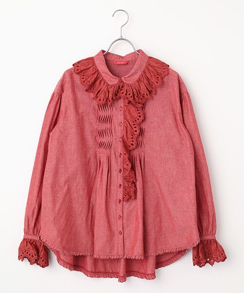 スカラップレース使いダンガリーシャツブラウス （シャツ・ブラウス