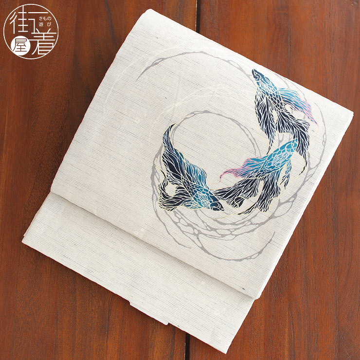 楽天市場】＼スーパーSALE開催中!／[夏帯] 夏名古屋帯 渦巻き金魚 (麻