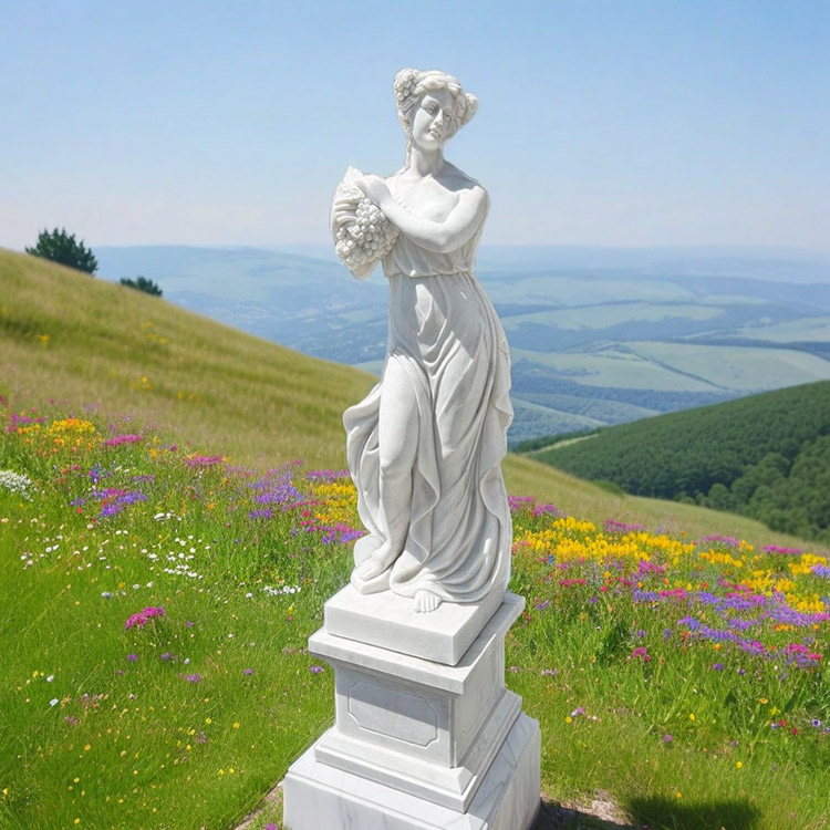 天然大理石彫刻 葡萄を抱えるヴィーナス（夏）｜女性像・ヴィーナス像