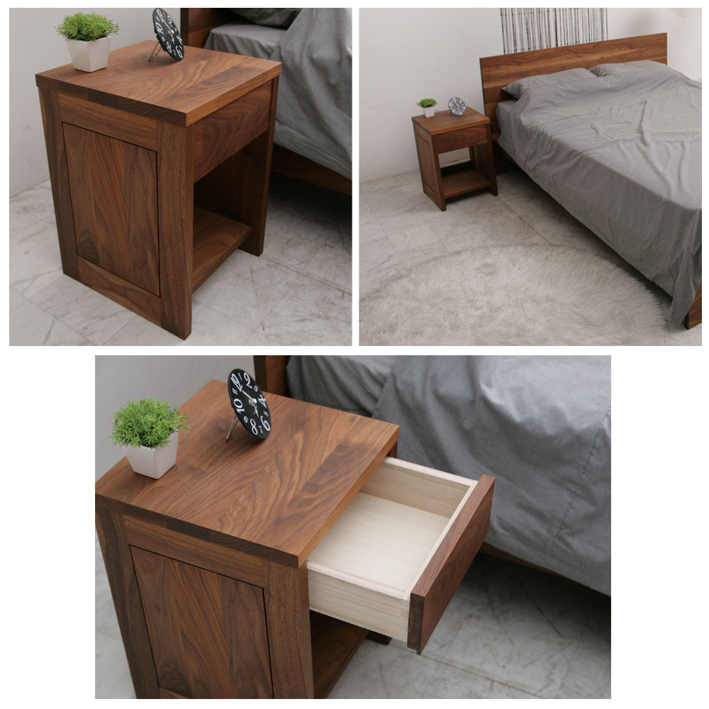 天然木無垢材の素材感が素晴らしい [Zeal(ジール ) ベッドサイド