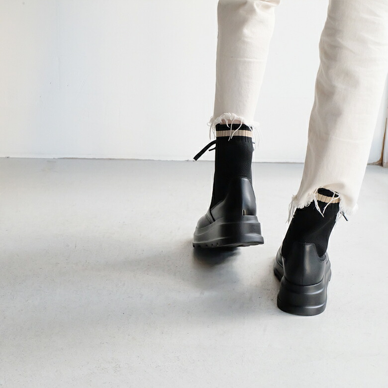 楽天市場】FRAU made in Italy ニットレースアップブーツ 厚底 軽量