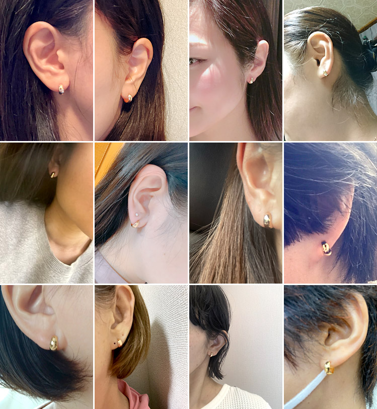 楽天市場】K18 フープピアス 5mm×10mm 5×10 月甲 クロッシングピアス