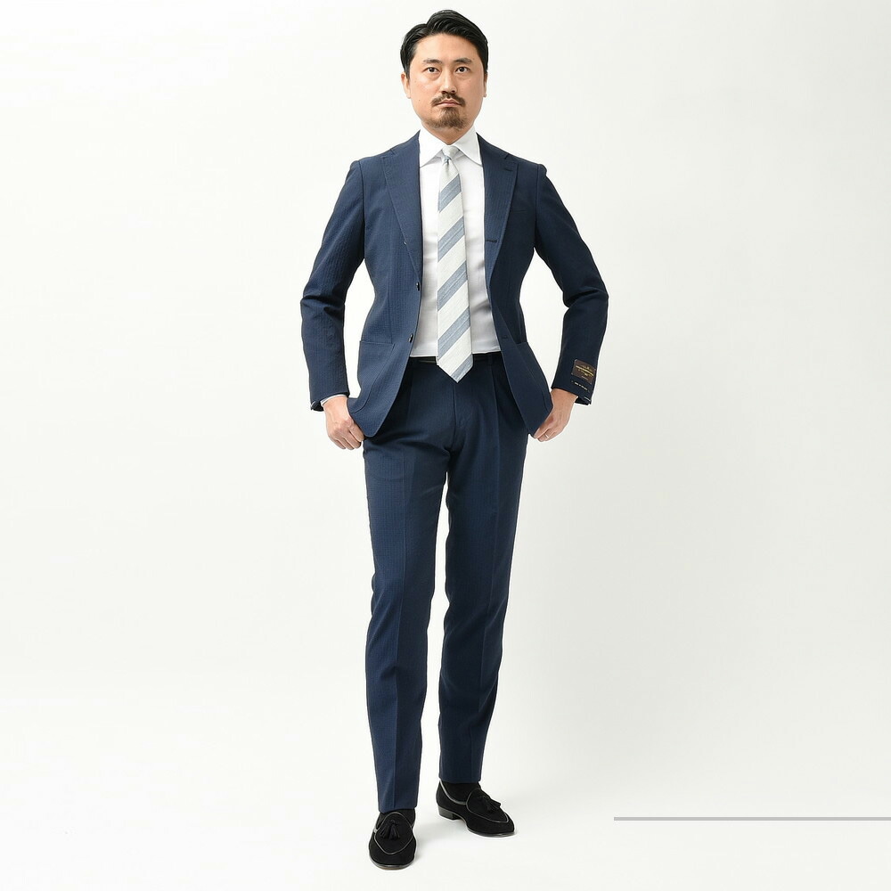 guji（グジ）ウールシアサッカーソリッド3Bジャケット(MADE BY RING