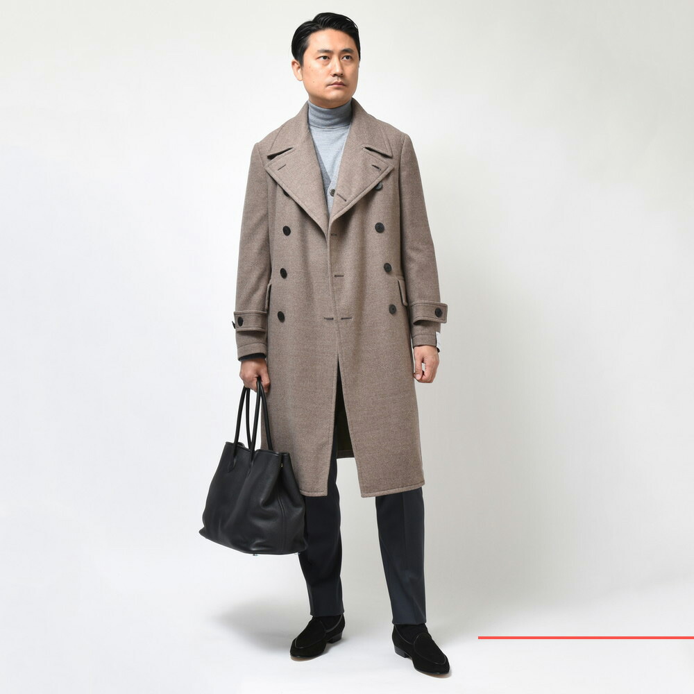 CARUSO（カルーゾ）ウールメランジフランネルダブルブレストミリタリー