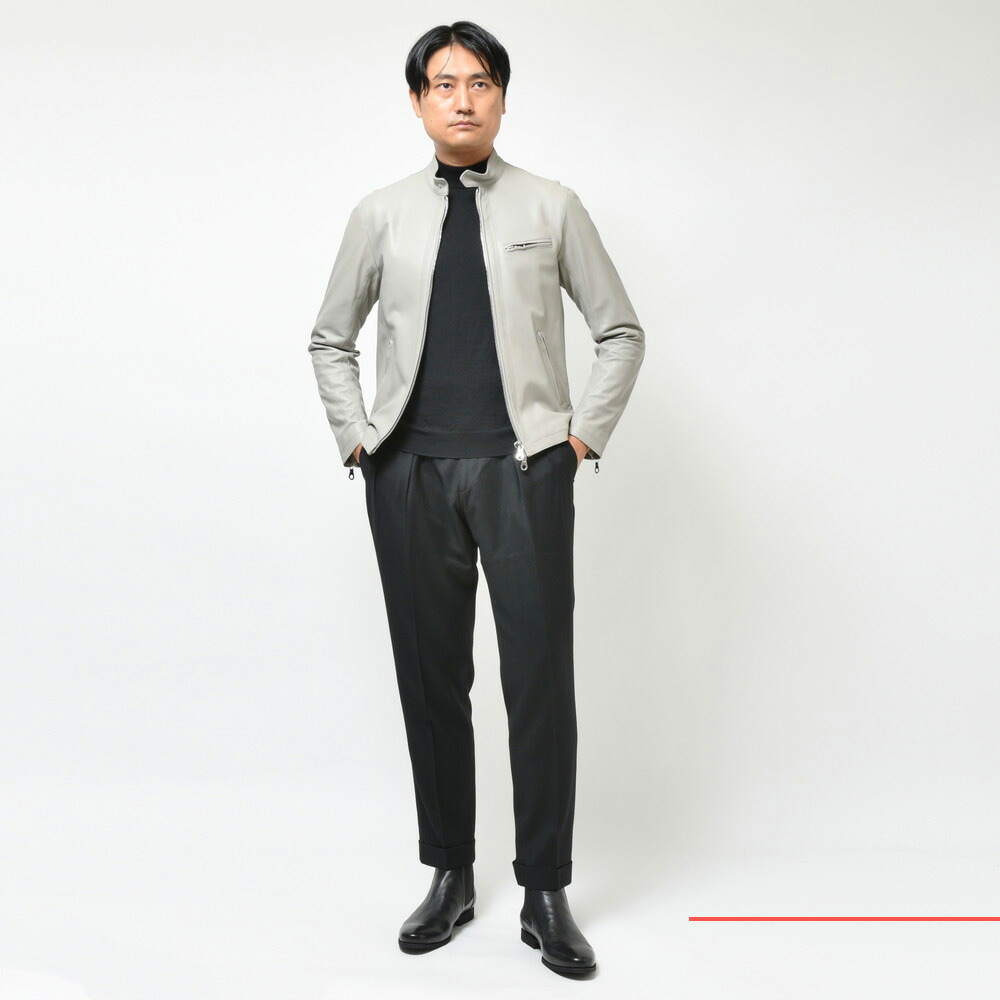 SALE】Cinquanta（チンクアンタ）ラムナッパレザースタンドカラー