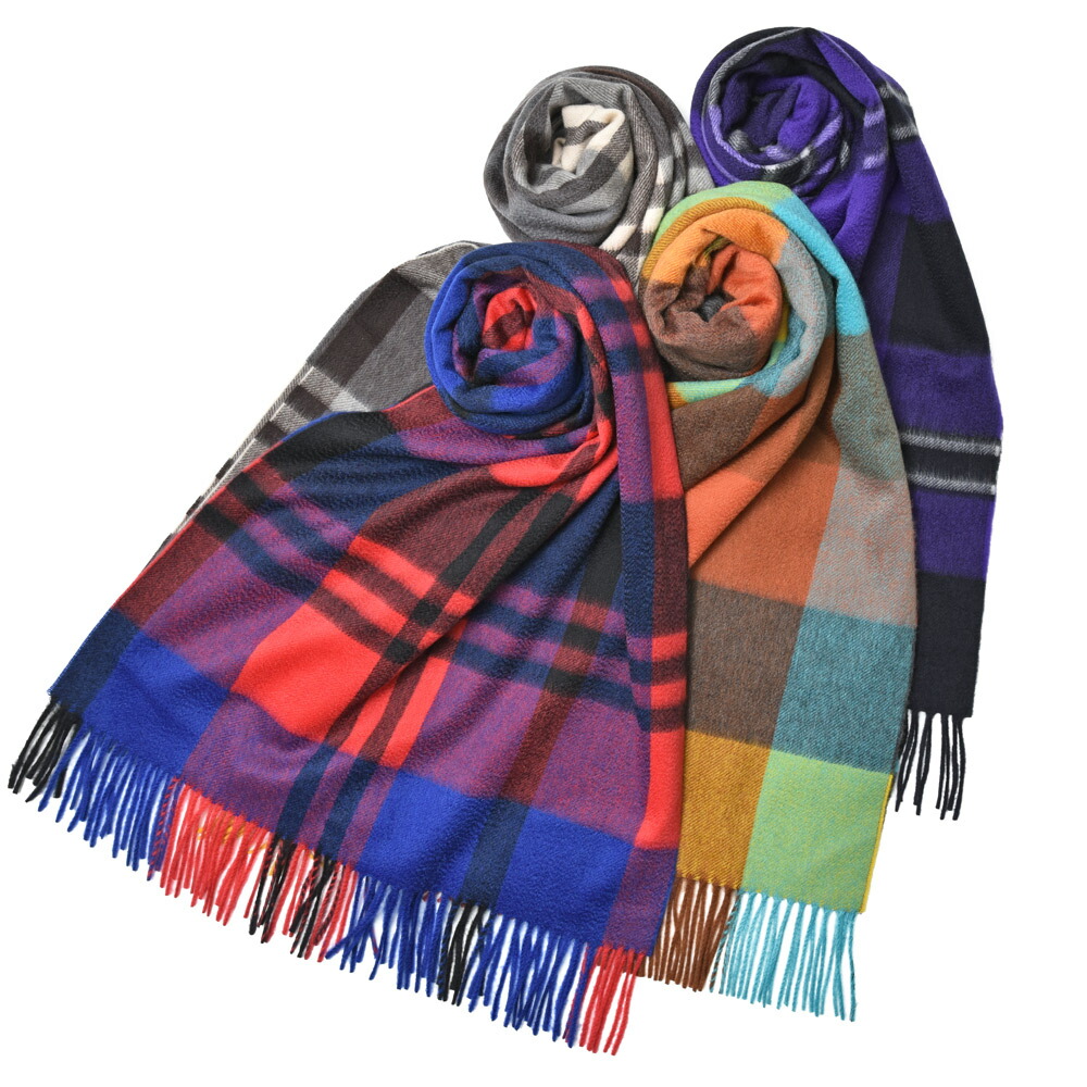 Joshua Ellis（ジョシュア エリス）カシミアチェック中判マフラー 50