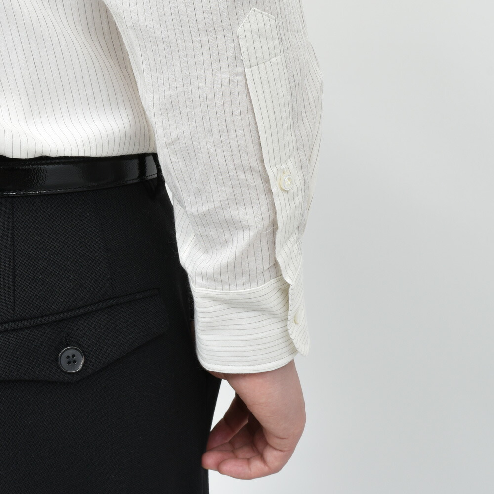 HUSBANDS（ハズバンズ）コットンストライプワイドカラーシャツ H12E