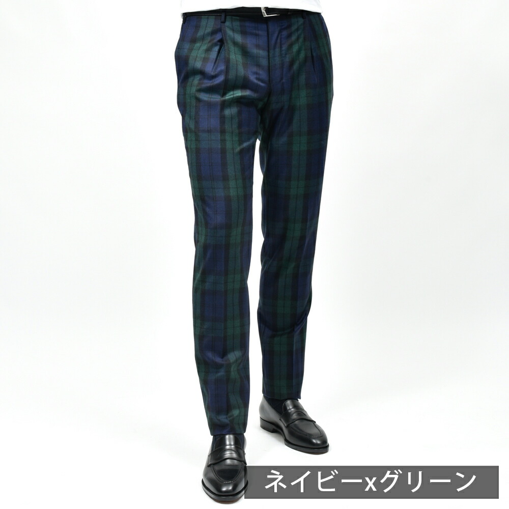 INCOTEX（インコテックス）ウールフランネルチェックパンツ