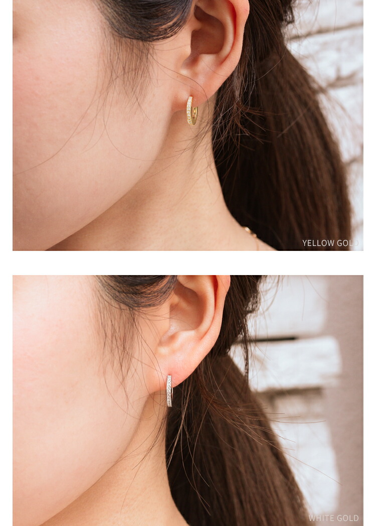 楽天市場】K18 K10 天然 ダイヤモンド 計0.07ct ミニ フープピアス