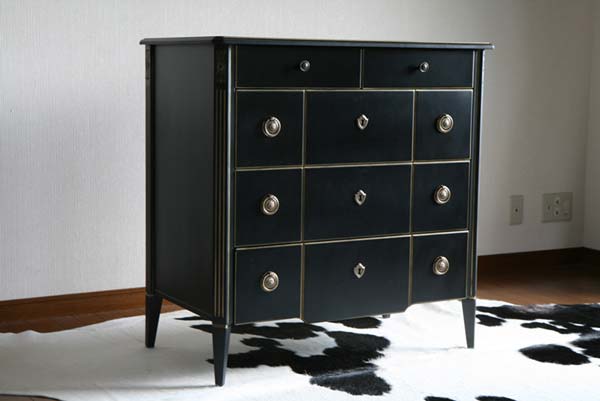 楽天市場】送料無料 ロココ調 4段チェスト ブラック 約W90×約D50×約H90