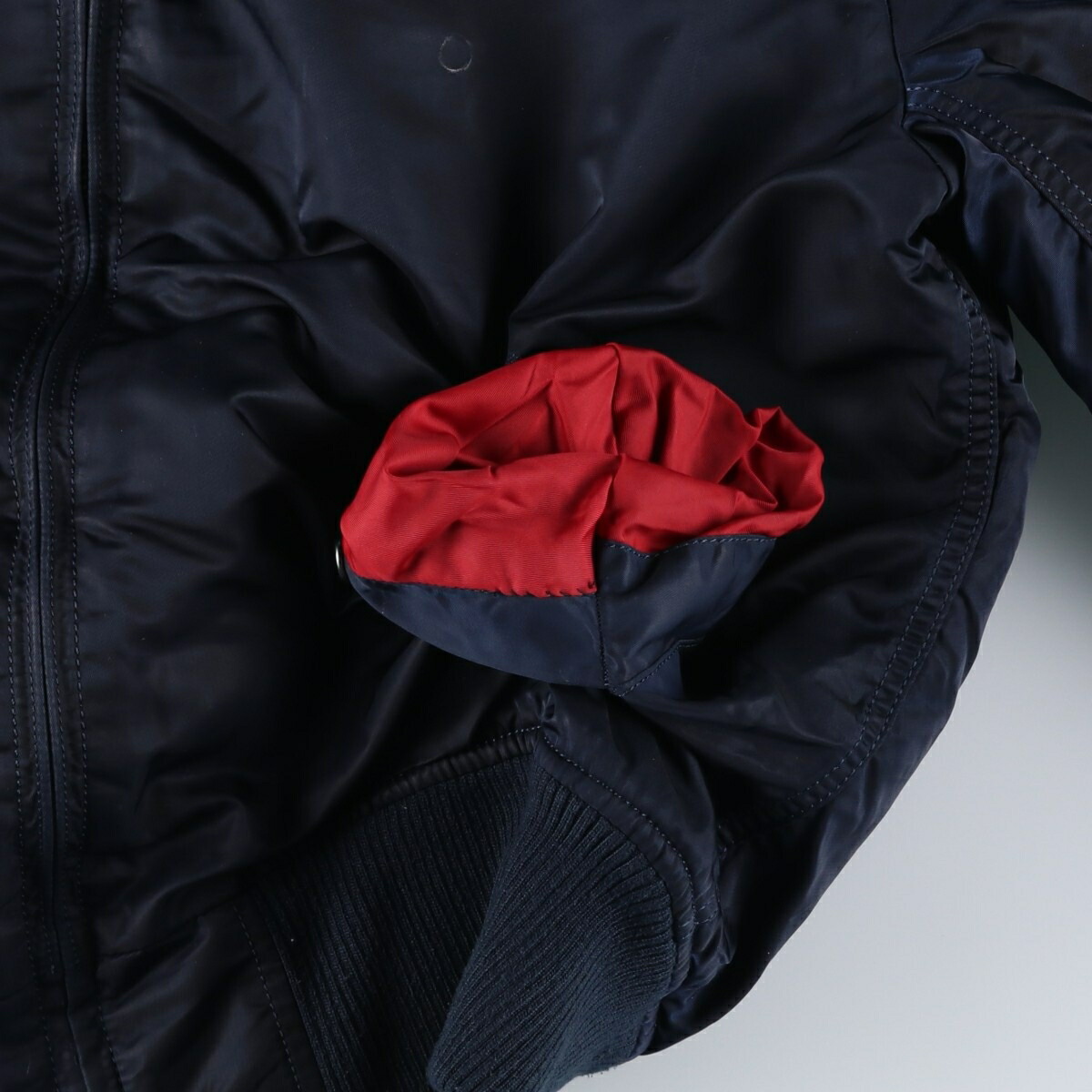 古着 民間品 アルファ ALPHA MA-1タイプ 中綿入り フード付き